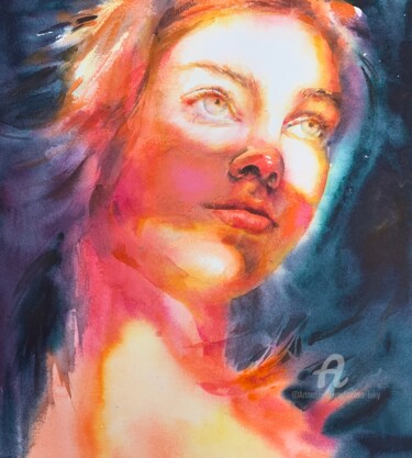 Painting titled "Light . Before & af…" by Oxana Luky, Original Artwork, Watercolor