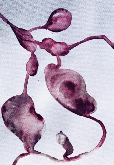 Картина под названием "Mystic plants #3" - Oxana Luky, Подлинное произведение искусства, Акварель