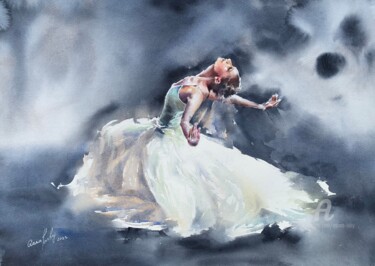 Schilderij getiteld "Ballerina. Applause…" door Oxana Luky, Origineel Kunstwerk, Aquarel