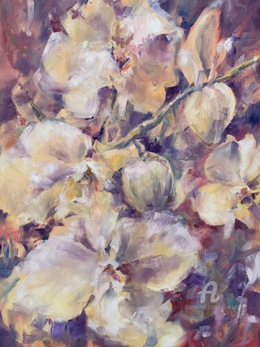 Картина под названием "Orchids" - Oxana Luky, Подлинное произведение искусства, Масло
