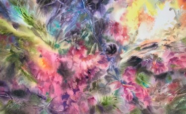 Schilderij getiteld "Summer beat" door Oxana Luky, Origineel Kunstwerk, Aquarel