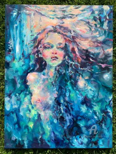 Painting titled "“Nymph Aqua”" by Oxana Luky, Original Artwork, Oil