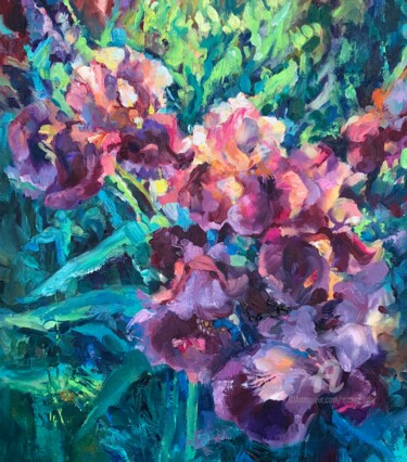 Schilderij getiteld "“Iris”" door Oxana Luky, Origineel Kunstwerk, Olie