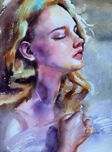 Painting titled "“Breath of summer”" by Oxana Luky, Original Artwork, Watercolor