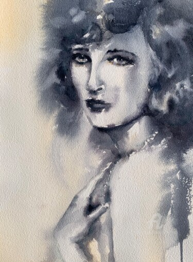 Painting titled "Portrait of a lady…" by Oxana Luky, Original Artwork, Watercolor