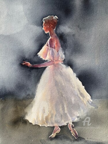 Pintura intitulada "“”The moment before…" por Oxana Luky, Obras de arte originais, Aquarela