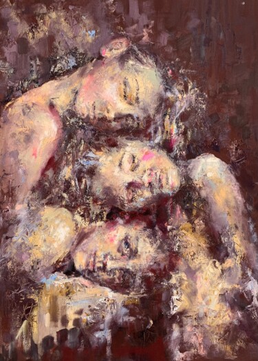 Картина под названием "“With eyes wide clo…" - Oxana Luky, Подлинное произведение искусства, Масло Установлен на Деревянная…