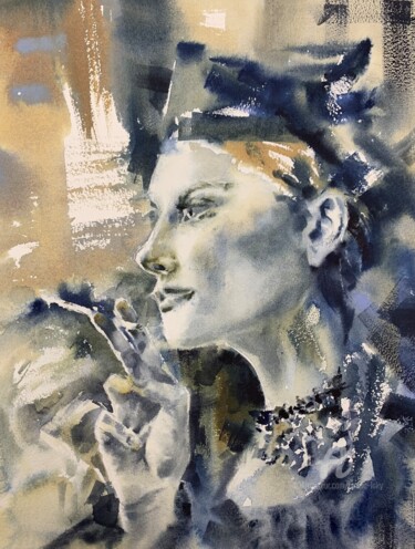 Drawing titled "“ Black & white cin…" by Oxana Luky, Original Artwork, Watercolor