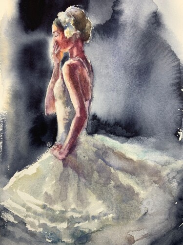 Malerei mit dem Titel "“Before the perform…" von Oxana Luky, Original-Kunstwerk, Aquarell