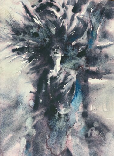 Painting titled "“Gravity”" by Oxana Luky, Original Artwork, Watercolor