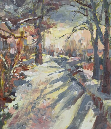 Pintura titulada "“Winter afternoon”" por Oxana Luky, Obra de arte original, Oleo