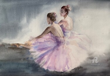 Painting titled "“Before the perform…" by Oxana Luky, Original Artwork, Watercolor