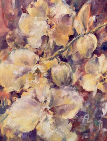 Картина под названием "“Orchid”" - Oxana Luky, Подлинное произведение искусства, Масло