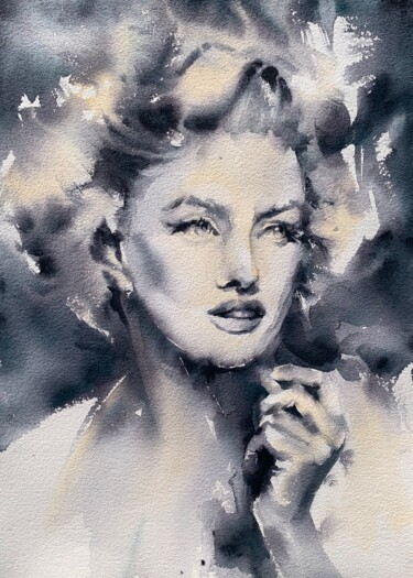Painting titled "“Marylin”" by Oxana Luky, Original Artwork, Watercolor