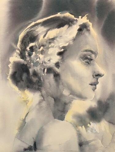 Pintura intitulada "Ballerina #17" por Oxana Luky, Obras de arte originais, Aquarela
