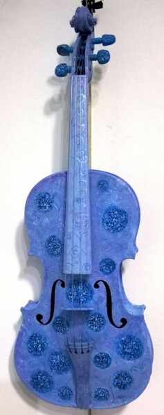 Painting titled "Violon «Hortensia»…" by Oxana Mustafina, Original Artwork, Acrylic