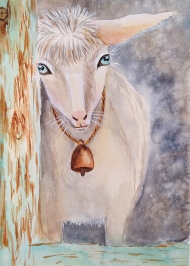 Painting titled "Aquarelle animale "…" by Oxana Mustafina, Original Artwork, Watercolor