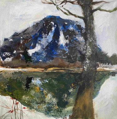 Malarstwo zatytułowany „Linzer lake in wint…” autorstwa Oksana Dem-Art, Oryginalna praca, Akryl