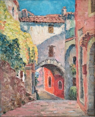Painting titled "Village de Roquebru…" by Oxana Sakharzeva, Original Artwork, Oil
