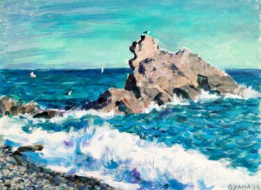 Pintura intitulada "La rocca di Galeazz…" por Oxana Sakharzeva, Obras de arte originais, Acrílico Montado em Armação em made…