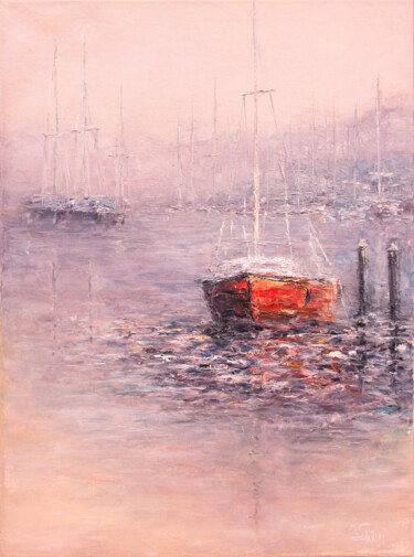 Pintura intitulada "Fog at Dawn" por Oxana Shimanchuk, Obras de arte originais, Óleo Montado em Armação em madeira