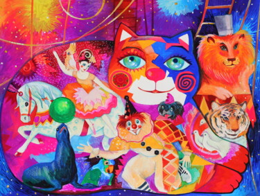 Pintura intitulada "Cirque" por Oxana Zaika, Obras de arte originais, Tinta