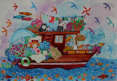 Painting titled "Voyage" by Oxana Zaika, Original Artwork, Ink