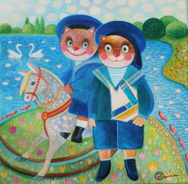 Malerei mit dem Titel "MARINS" von Oxana Zaika, Original-Kunstwerk, Acryl