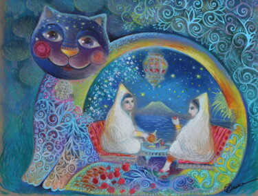 Zeichnungen mit dem Titel "Tunisie" von Oxana Zaika, Original-Kunstwerk, Pastell