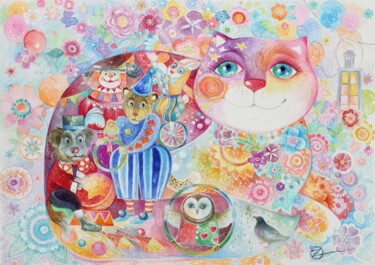 Peinture intitulée "Cirque magique" par Oxana Zaika, Œuvre d'art originale, Aquarelle