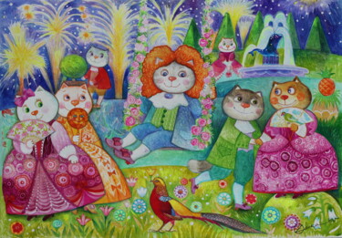 Peinture intitulée "Dans le jardin de V…" par Oxana Zaika, Œuvre d'art originale, Aquarelle