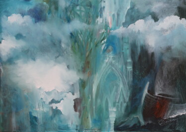 Malerei mit dem Titel "Les brumes d'azur" von Oxana Zaika, Original-Kunstwerk, Öl