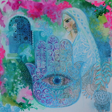 Peinture intitulée "Hamsa..." par Oxana Zaika, Œuvre d'art originale, Aquarelle