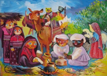 Painting titled "CHATS NOMADES" by Oxana Zaika, Original Artwork