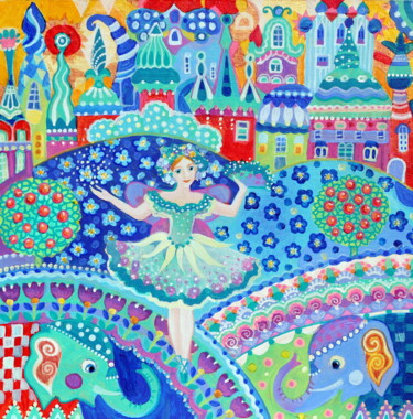 Malerei mit dem Titel "fantaisie et  théât…" von Oxana Zaika, Original-Kunstwerk, Acryl