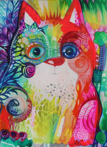 제목이 "chat coloré"인 미술작품 Oxana Zaika로, 원작, 수채화