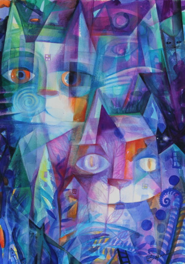Peinture intitulée "Esprit du soir" par Oxana Zaika, Œuvre d'art originale, Aquarelle