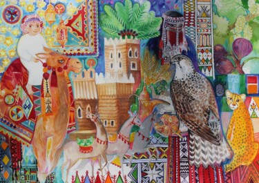 Peinture intitulée "Saudia Arabia" par Oxana Zaika, Œuvre d'art originale, Aquarelle