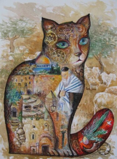 Peinture intitulée "CHaT ISRAEL" par Oxana Zaika, Œuvre d'art originale