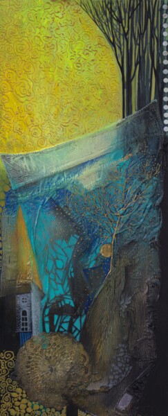 "Paysage2" başlıklı Kolaj Oxana Zaika tarafından, Orijinal sanat, Akrilik Ahşap panel üzerine monte edilmiş
