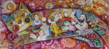 Peinture intitulée "Jaffa-chat" par Oxana Zaika, Œuvre d'art originale