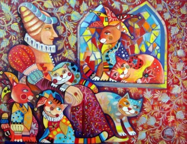 Peinture intitulée "LES CHATS DE LA DUC…" par Oxana Zaika, Œuvre d'art originale
