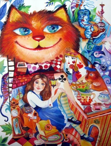 Peinture intitulée "Alice au pays des M…" par Oxana Zaika, Œuvre d'art originale