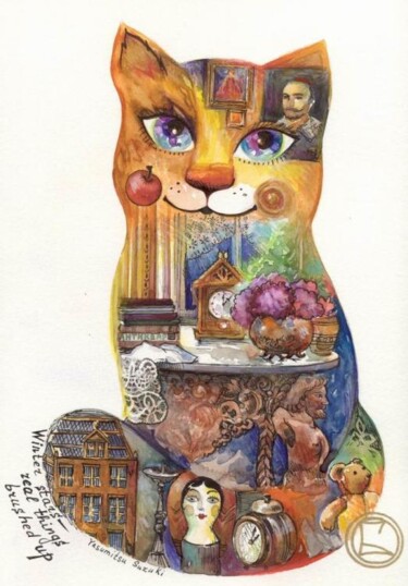 Ζωγραφική με τίτλο "*Beautifull cat! " από Oxana Zaika, Αυθεντικά έργα τέχνης