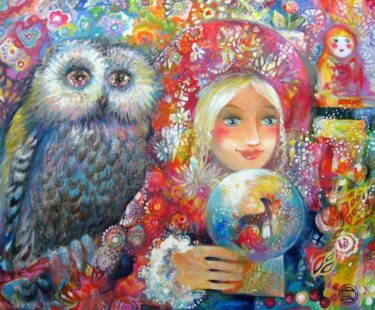 Peinture intitulée "Boulle à neige ****…" par Oxana Zaika, Œuvre d'art originale, Huile
