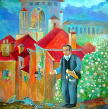 Pintura intitulada "Saint-Exupéry  au V…" por Oxana Zaika, Obras de arte originais