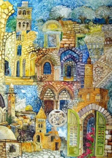 Malerei mit dem Titel "ISRAËL" von Oxana Zaika, Original-Kunstwerk, Öl