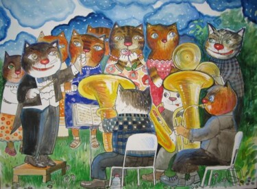 Peinture intitulée "Orchestre municipal" par Oxana Zaika, Œuvre d'art originale