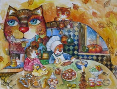 Painting titled "Des gâteaux" by Oxana Zaika, Original Artwork, Other