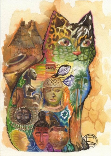 Peinture intitulée "Chat passionnée d'A…" par Oxana Zaika, Œuvre d'art originale